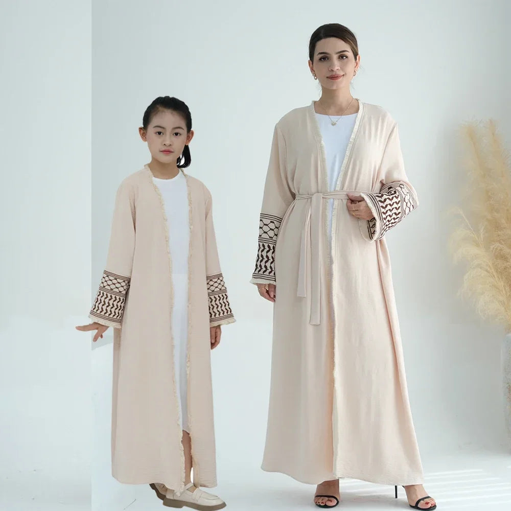 Mother and Daughter Abayas Muslim Women Kids Girls Dress Eid Djellaba | Free Shipping Worldwide