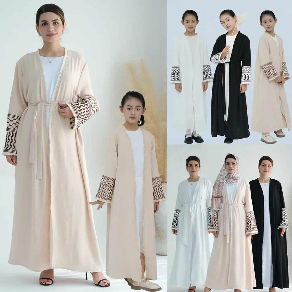 Mother and Daughter Abayas Muslim Women Kids Girls Dress Eid Djellaba | Free Shipping Worldwide